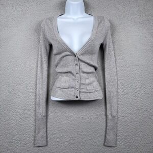 VTG Ruehl 925 Sweater Womens S Gray Y2K Button Cardigan Bella Swan‎ Preppy Rare